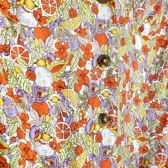 ANTHROPOLOGIE MAEVE Women’s Size 0 Button Down Shirt Citrus Floral Tie Front Bow - Picture 11 of 13
